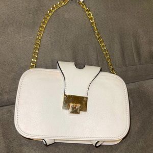 White Purse Bag with gold